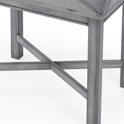30" Gray Wood Oval Distressed Coffee Table