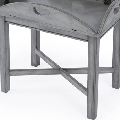 30" Gray Wood Oval Distressed Coffee Table