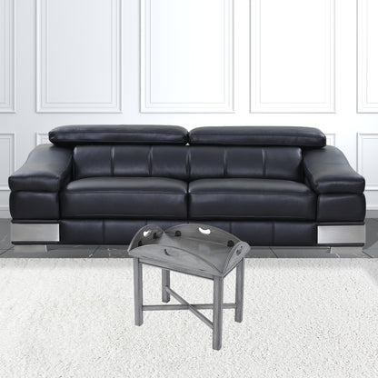 30" Gray Wood Oval Distressed Coffee Table