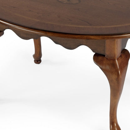 38" Brown Wood Oval Distressed Coffee Table