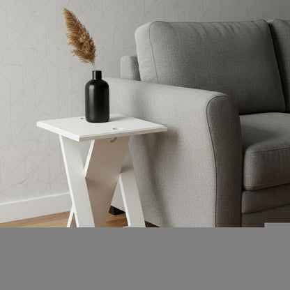 18" White Solid Wood Square Folding End Table