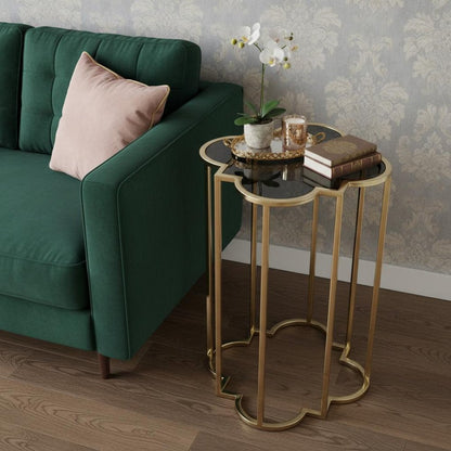 24" Gold And Black Glass Free Form End Table