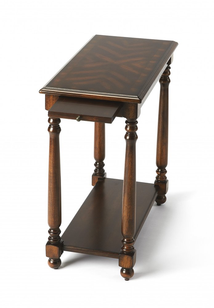24" Dark Brown Wood End Table With Shelf