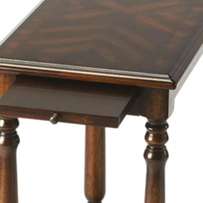 24" Dark Brown Wood End Table With Shelf