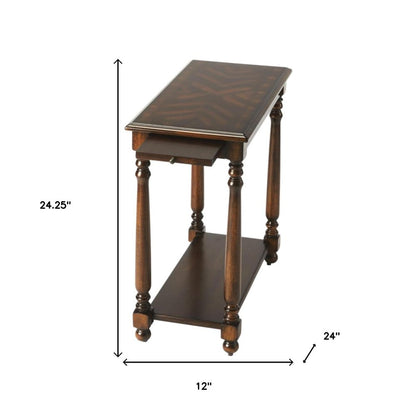 24" Dark Brown Wood End Table With Shelf