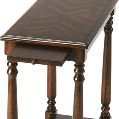 24" Dark Brown Wood End Table With Shelf