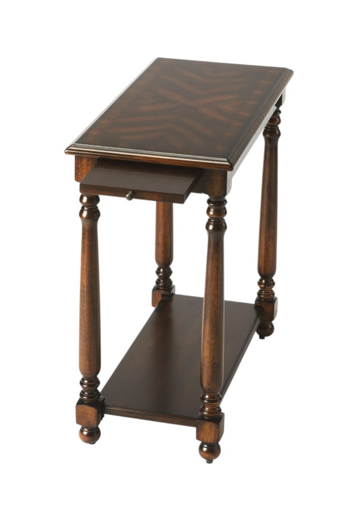 24" Dark Brown Wood End Table With Shelf