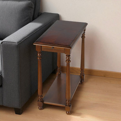 24" Brown Wood End Table With Shelf