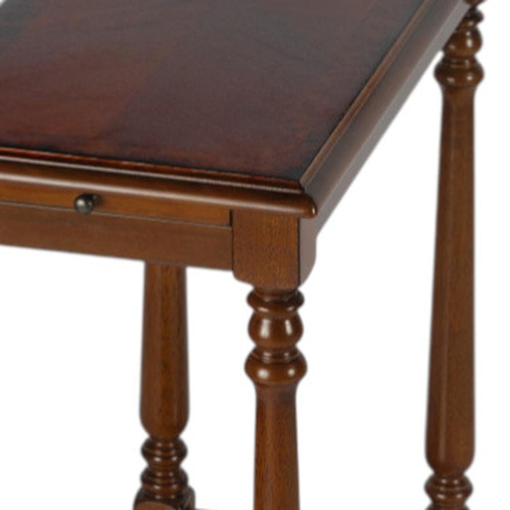 24" Brown Wood End Table With Shelf