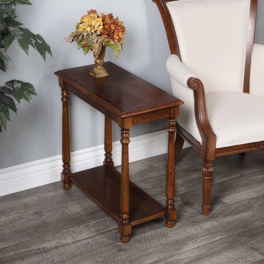 24" Brown Wood End Table With Shelf