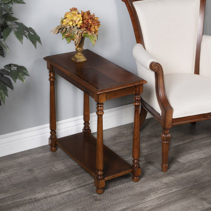 24" Brown Wood End Table With Shelf