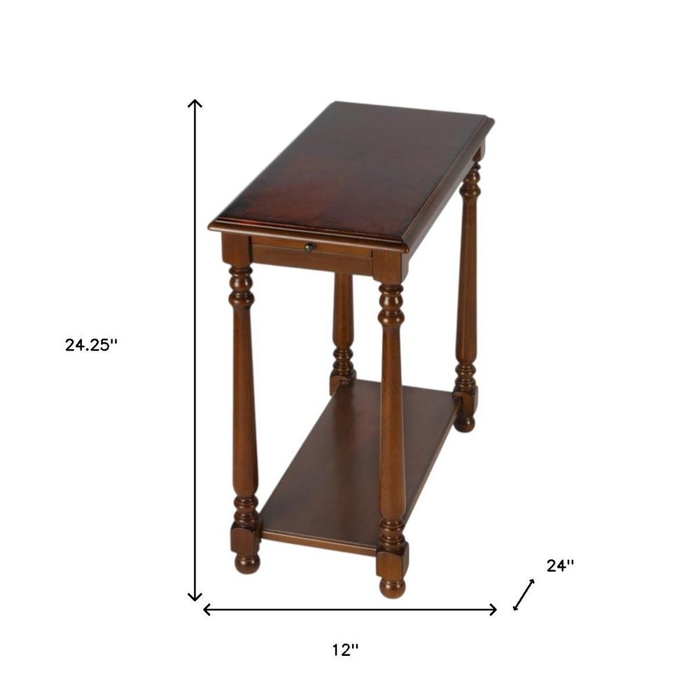24" Brown Wood End Table With Shelf