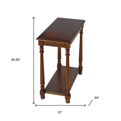 24" Brown Wood End Table With Shelf