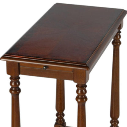 24" Brown Wood End Table With Shelf
