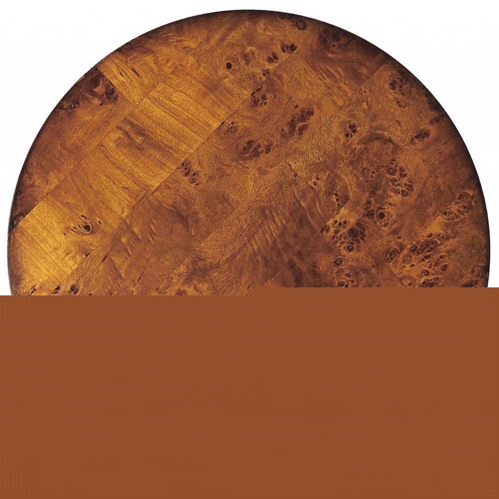 24" Medium Brown Burl Veneer Round End Table