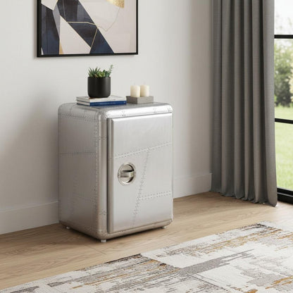 18" Silver Aluminum Standard Accent Cabinet With One Shelf