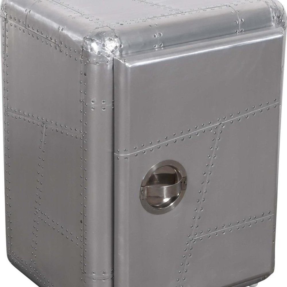 18" Silver Aluminum Standard Accent Cabinet With One Shelf