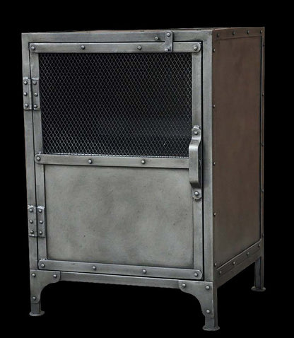 20" Silver Metal Accent Cabinet With Two Shelves