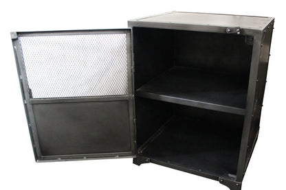 20" Silver Metal Accent Cabinet With Two Shelves