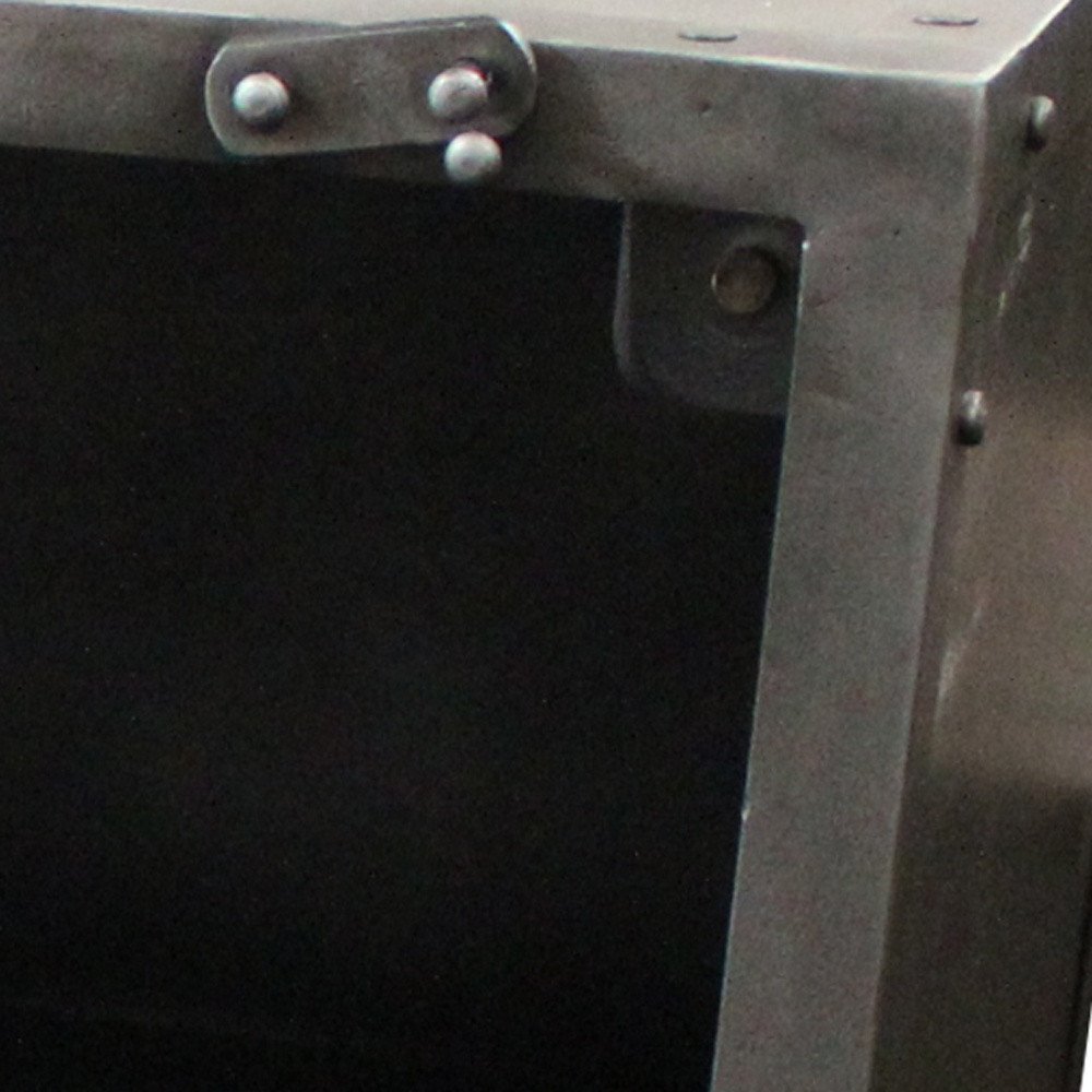 20" Silver Metal Accent Cabinet With Two Shelves