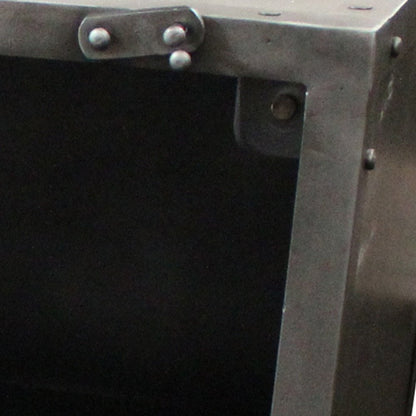 20" Silver Metal Accent Cabinet With Two Shelves