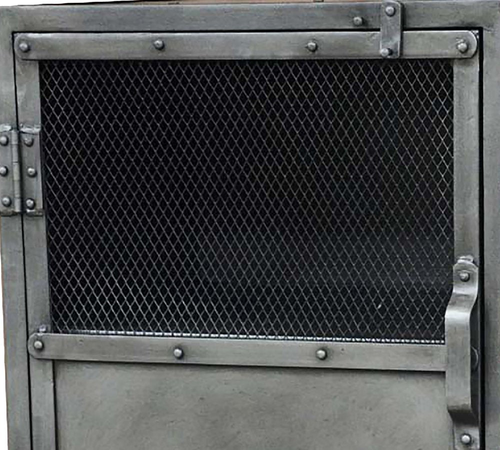 20" Silver Metal Accent Cabinet With Two Shelves