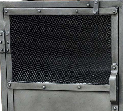 20" Silver Metal Accent Cabinet With Two Shelves