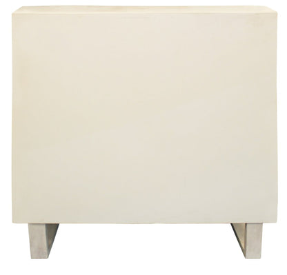 33" Distressed White Solid Wood Two Door Floral Carved Accent Cabinet