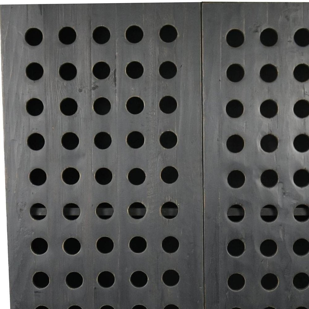 48" Dark Gray Solid Wood and Metal Holey Two Door Accent Chest