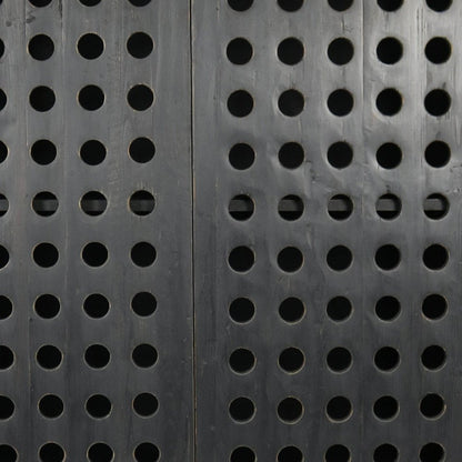 48" Dark Gray Solid Wood and Metal Holey Two Door Accent Chest