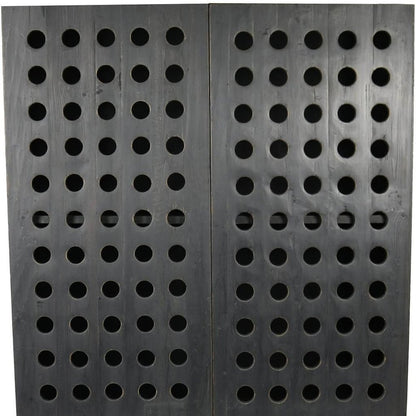 48" Dark Gray Solid Wood and Metal Holey Two Door Accent Chest