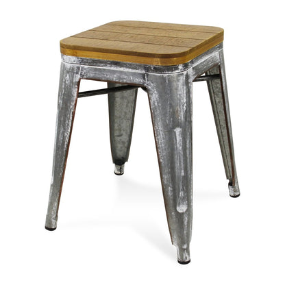 18 " Wood Brown And Gray Steel Backless Bar Chair