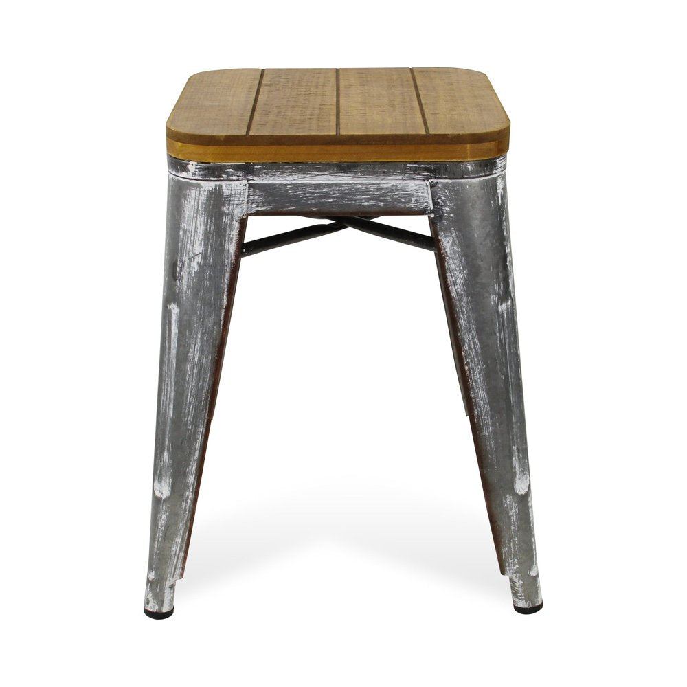 18 " Wood Brown And Gray Steel Backless Bar Chair