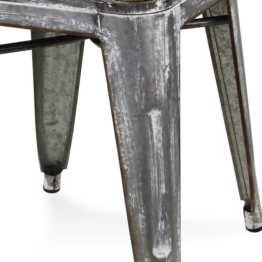 18 " Wood Brown And Gray Steel Backless Bar Chair