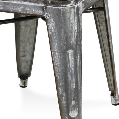 18 " Wood Brown And Gray Steel Backless Bar Chair
