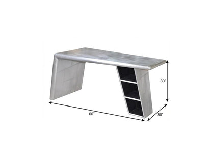 60" Silver Aluminum Writing Desk