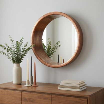 21" Copper Round Metal Framed Accent Mirror