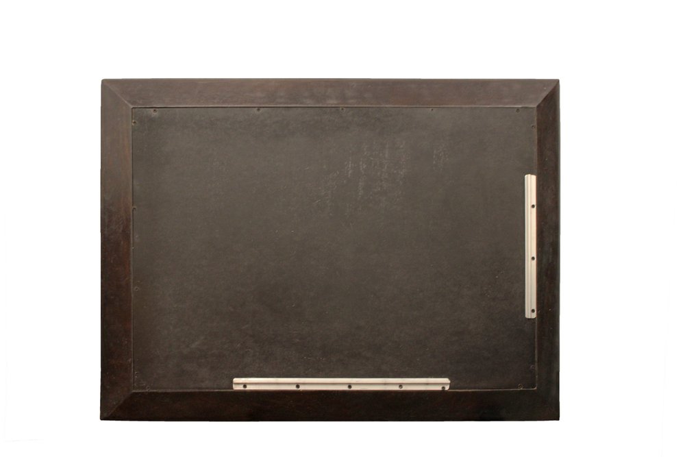 30" Natural and Brown Metal and Bone Inlay Framed Accent Mirror