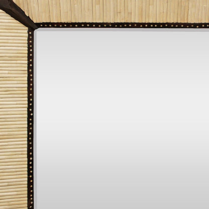 30" Natural and Brown Metal and Bone Inlay Framed Accent Mirror