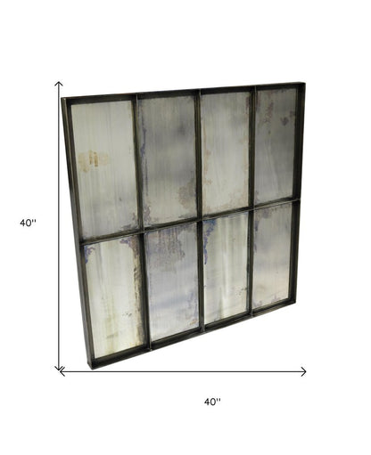 40" Black Square Metal Framed Accent Mirror