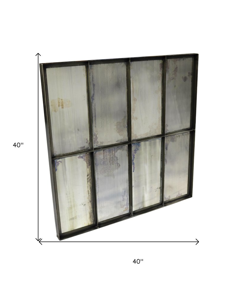 40" Black Square Metal Framed Accent Mirror