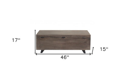 46" Brown And Black Solid Wood Entryway Bench with Flip Top