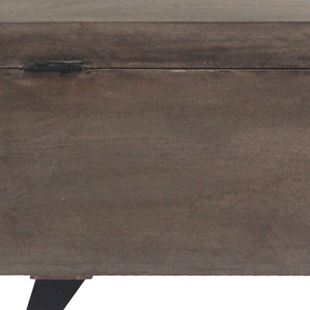 46" Brown And Black Solid Wood Entryway Bench with Flip Top