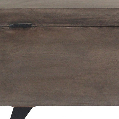 46" Brown And Black Solid Wood Entryway Bench with Flip Top