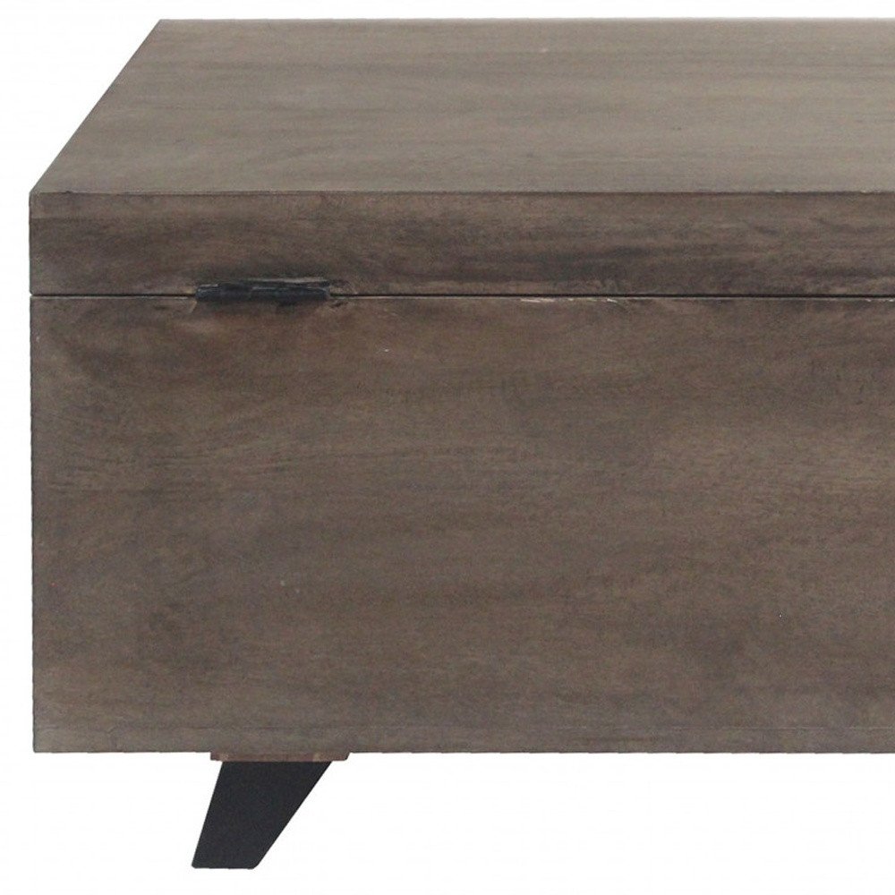 46" Brown And Black Solid Wood Entryway Bench with Flip Top