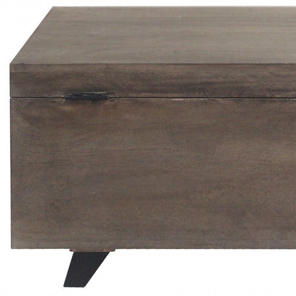 46" Brown And Black Solid Wood Entryway Bench with Flip Top