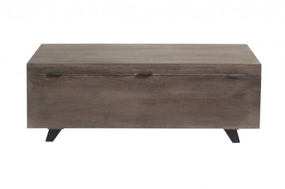 46" Brown And Black Solid Wood Entryway Bench with Flip Top