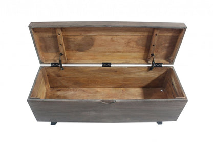 46" Brown And Black Solid Wood Entryway Bench with Flip Top