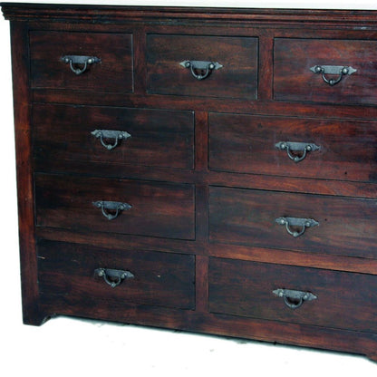 60" Brown Solid Wood Nine Drawer Double Dresser