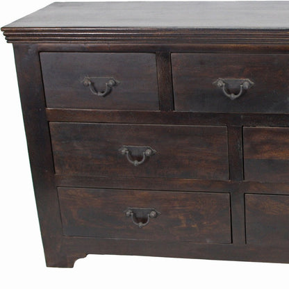 60" Brown Solid Wood Seven Drawer Triple Dresser